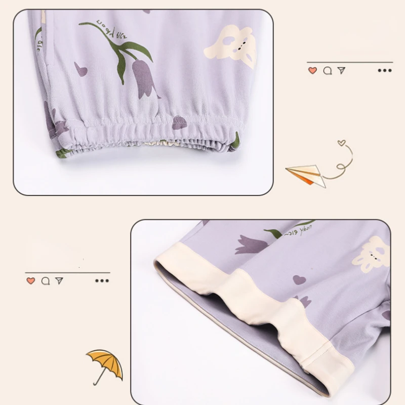 Pajamas Women Summer Cotton Cute Cartoon Short-sleeved Shorts with Turn-over Collar Thin Home Service Suit Breathable Loungewear