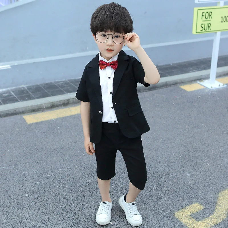 Летний детский костюм с коротким рукавом для мальчиков одежда выступлений на