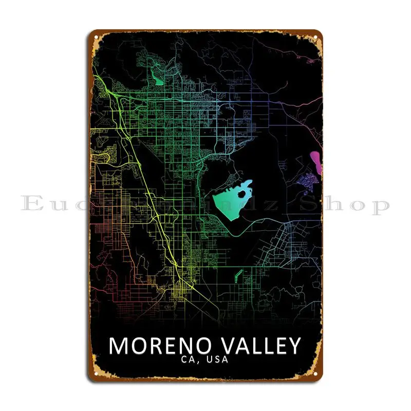 

Карта города США Moreno Valley, металлическая фотография стен дома, создание дизайна, оловянный плакат