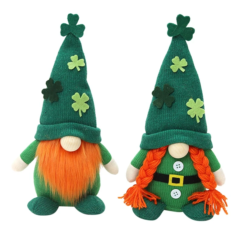 

2 Pieces St. Patrick's Day Gnome Irish Leprechaun Swedish Nisse Tomte Scandinavian Clover Elf Dwarf Ornaments