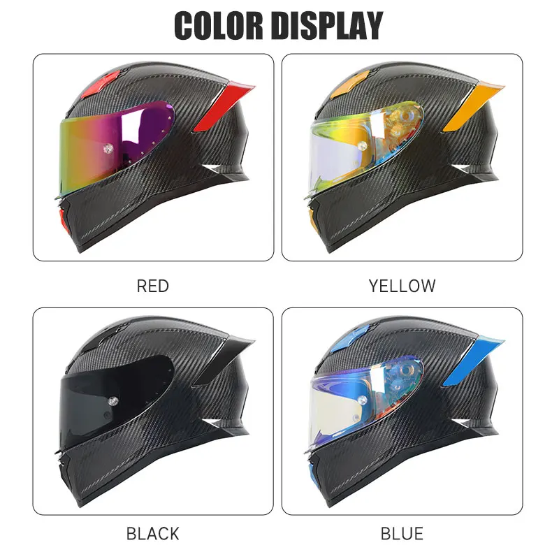 Мотоциклетный шлем из углеродного волокна гоночный на все лицо для езды по