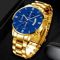brand mens watches fashion men stainless steel quartz wristwatch calendar date business clock male casual sports leather watch