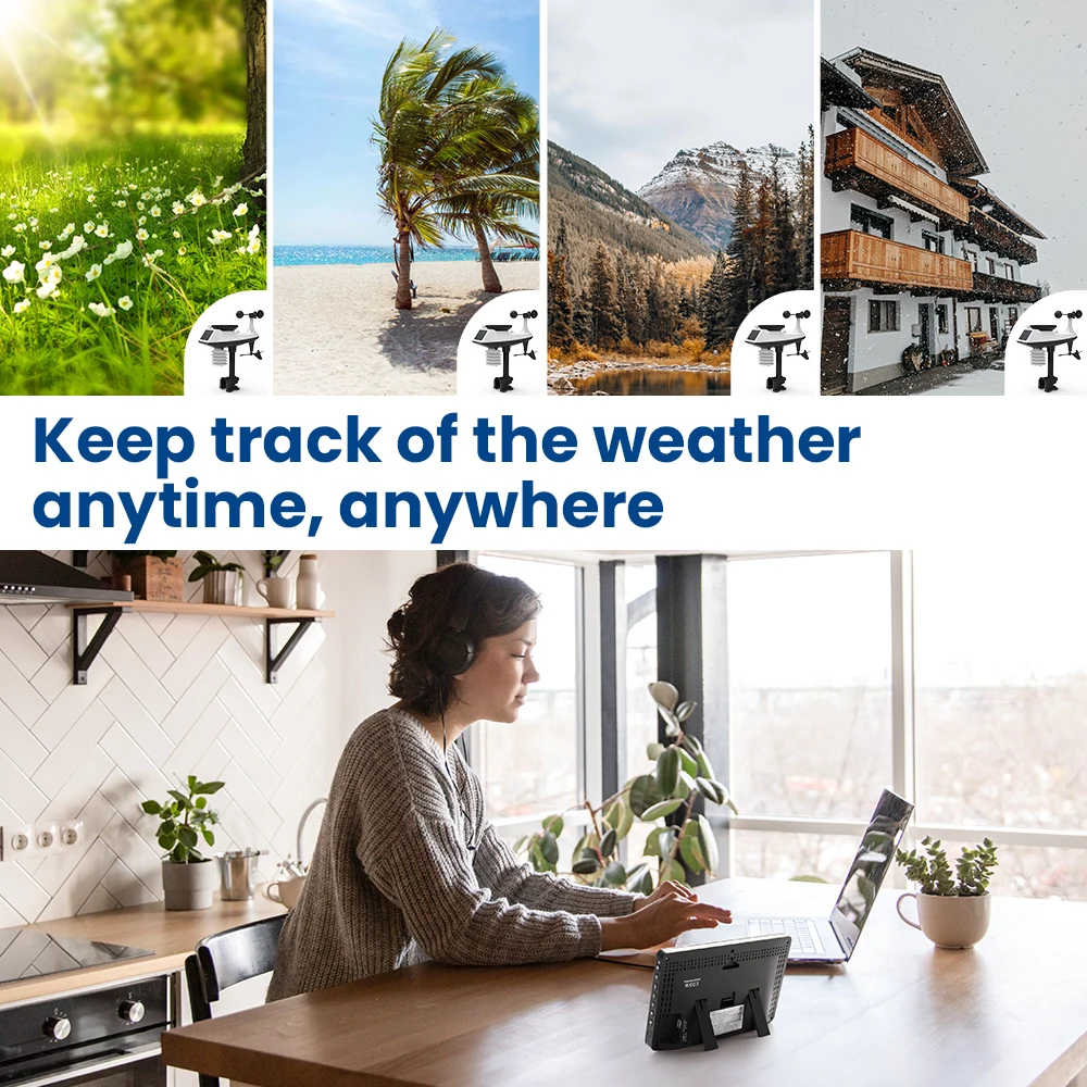 Беспроводная метеостанция 8 в 1 профессиональная уличная с датчиком дождя и