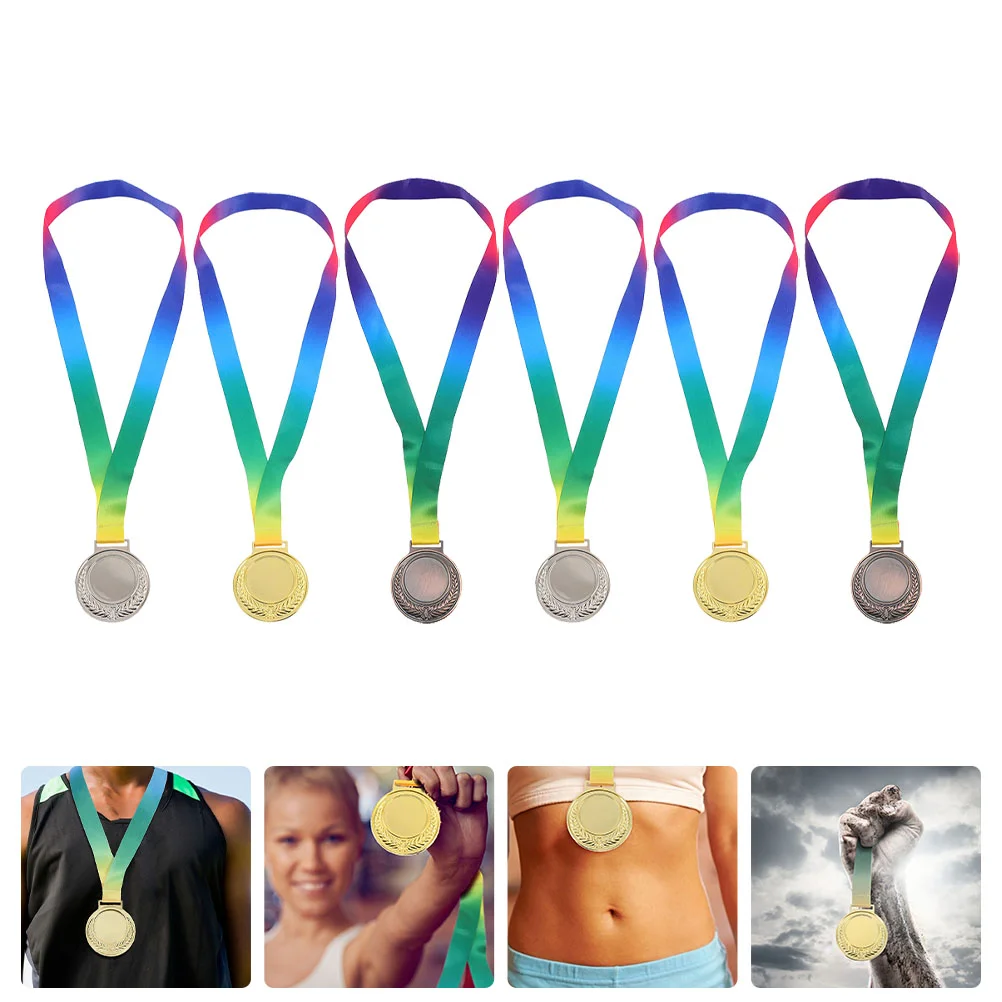 

6Pcs Awards Prop Marathon Medallion Medal Toy Metal Medal for Sports Meeting Competition