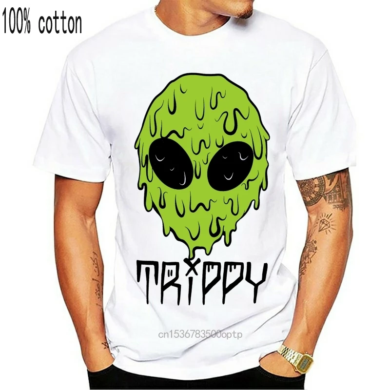

Camiseta de manga corta para hombre, camisa con estampado de Trippy Alien, divertida, novedad