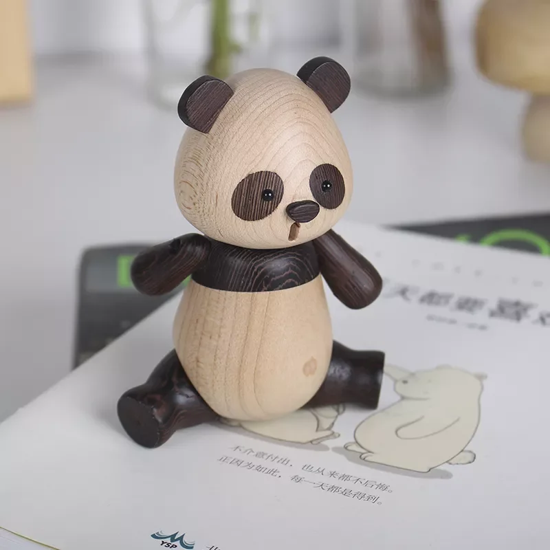 

Decoration Cute Panda Animal Accessories Creative Handicraft Wooden Toys Office Desktop Miniatures Christmas Figurine Gift