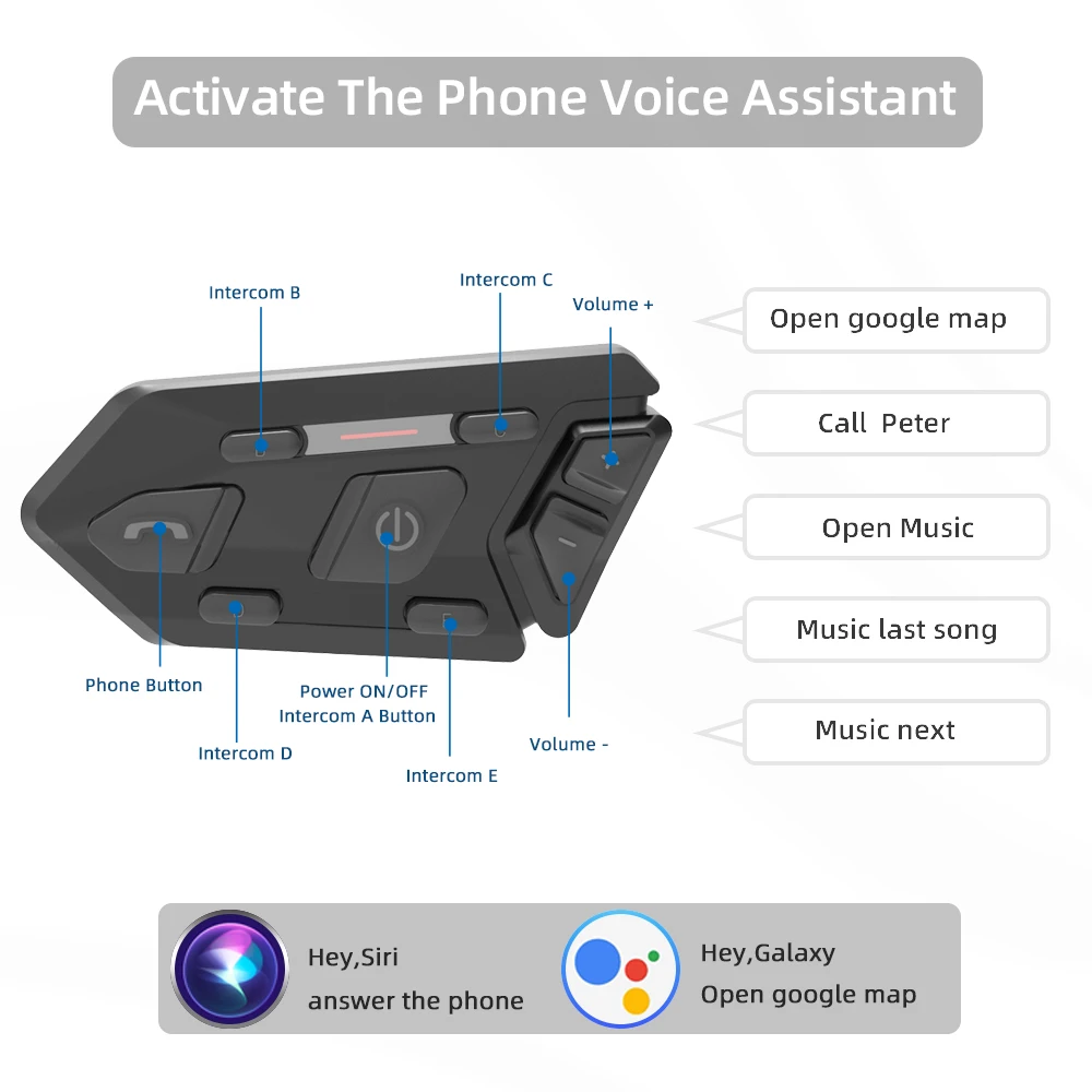 Bluetooth Headset Helmet Headset Motorcycle Intercom Waterproof Bluetooth 5.0  DSP Noise Reduction 6 Rider  Communication MP3 images - 6