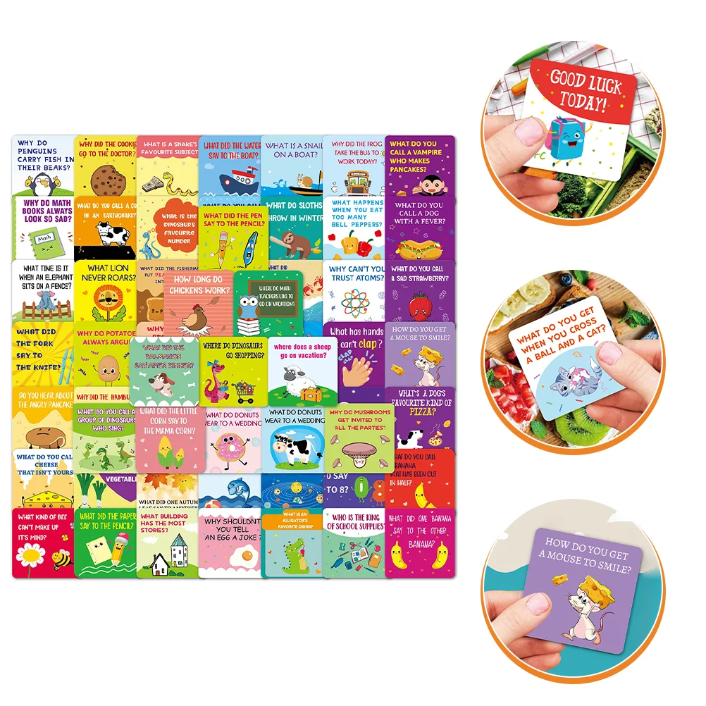

60 Pcs Note Lunch Bag Kids Children Q&A Cards Mini Joke Lunchbox Paper Jam Game Student Affirmation