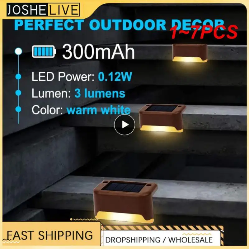 

1~7PCS Warm White LED Solar Step Lamp Outdoor Garden Lights Waterproof Soalr Lamp Decoration for Patio Stair Fence Balcony