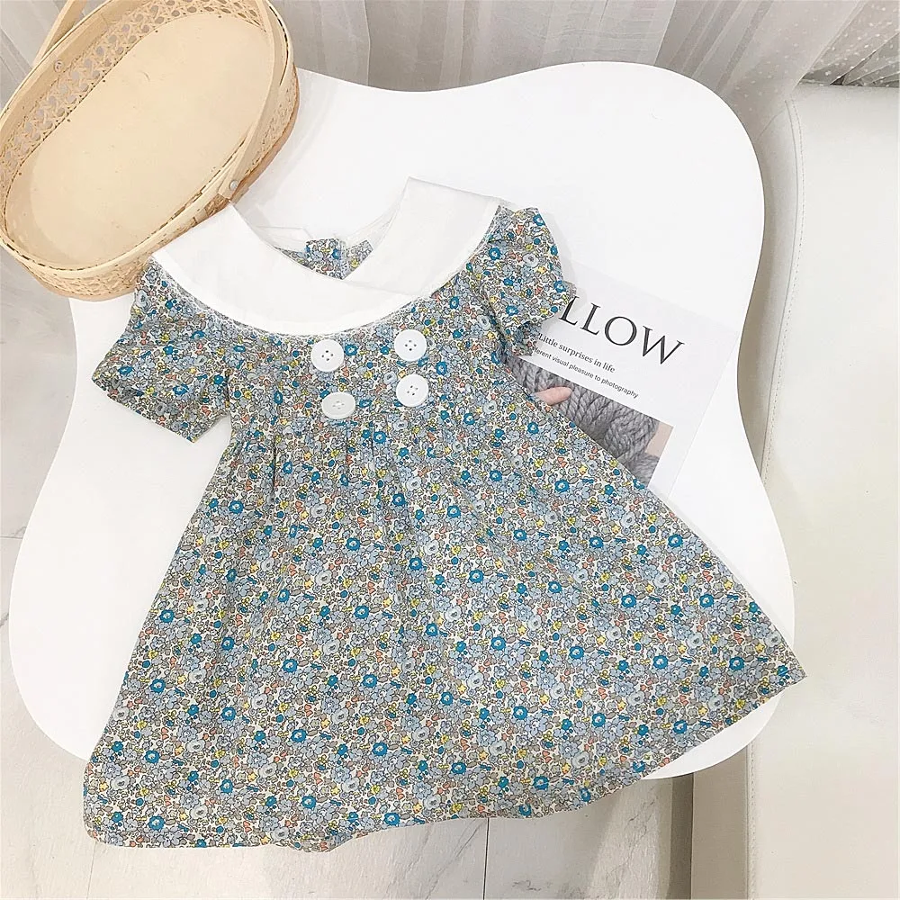 

Menoea/Детские платья для девочек, одежда Новинка 2022 года, летние шорты платья с рукавами и цветочным принтом для маленьких девочек, одежда в Ко...