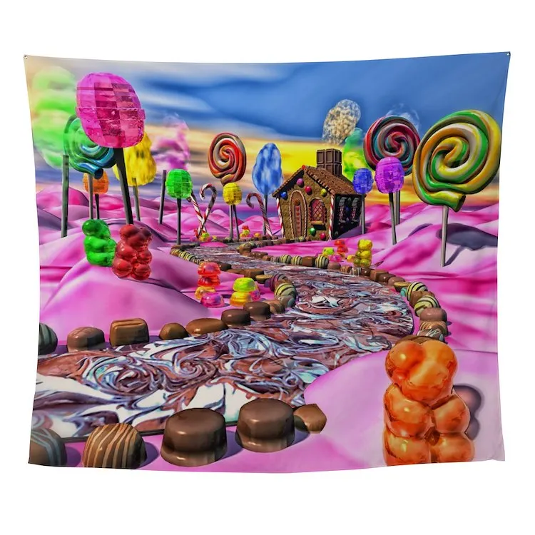 

Розовый Настенный Гобелен Candyland, настенный художественный насекомое, печатный декор, комнатное полотенце, коврик, подвесное одеяло