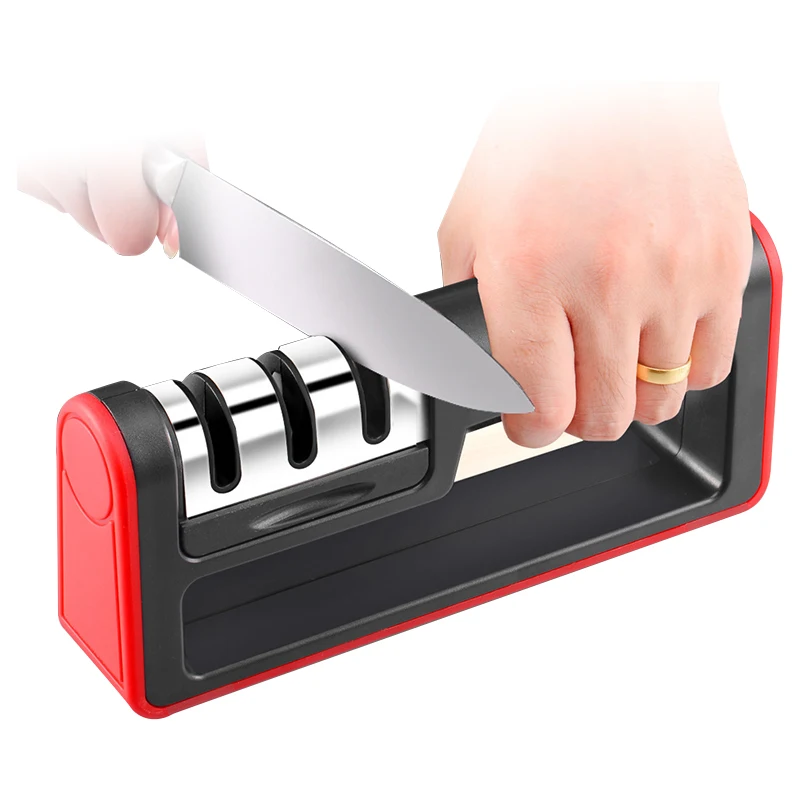 

Multifunction Knife Sharpener Handheld 3 Stages Type Quick Sharpening Tool With Non-slip Base Kitchen Knives Accessories Gadgets