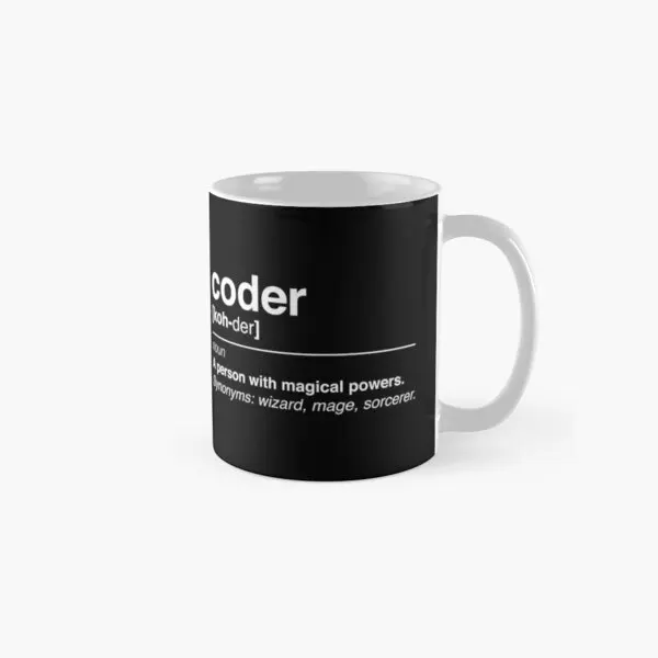 

Coder Definition Classic Mug Design Tea Coffee Drinkware Gifts Handle Round Printed Picture Simple Image Photo Cup