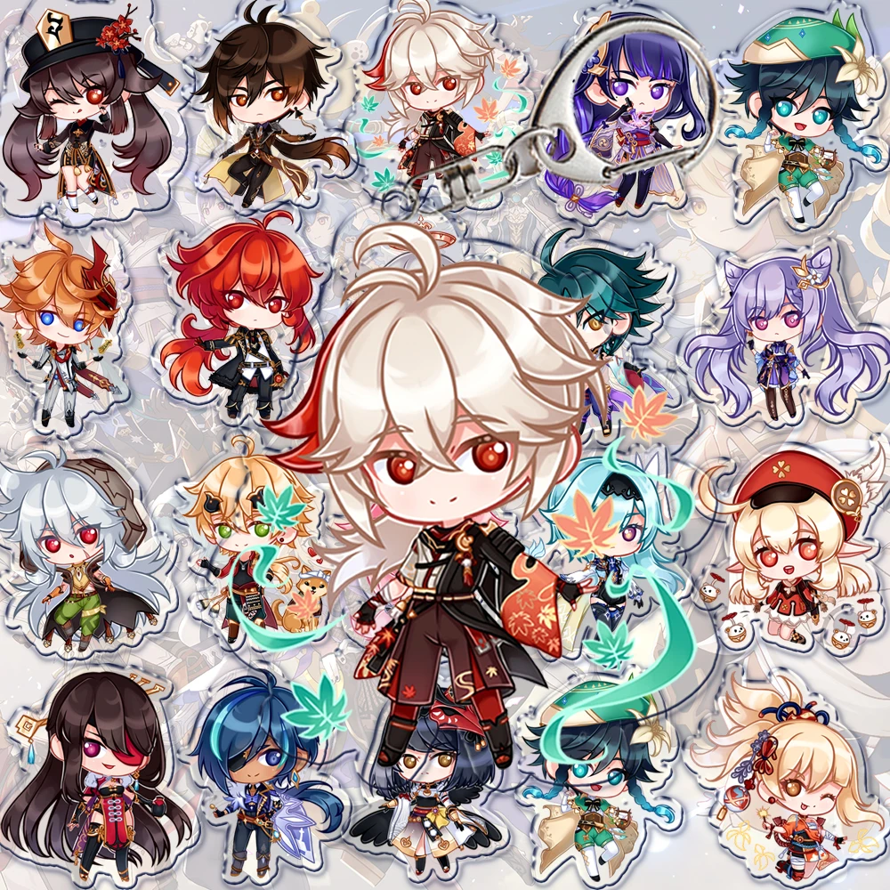 

Genshin ударопрочный акриловый брелок Zhongli Venti Xiao Keli подвесной брелок для женских аксессуаров милый брелок для ключей с подвеской в сумку ювелирные изделия