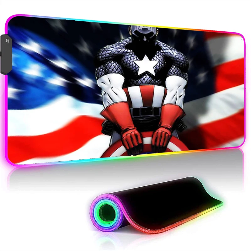 

Игровой коврик для мыши с RGB светодиодный, аксессуары для компьютерного стола, коврик для клавиатуры и мыши в стиле аниме, светящийся водоне...