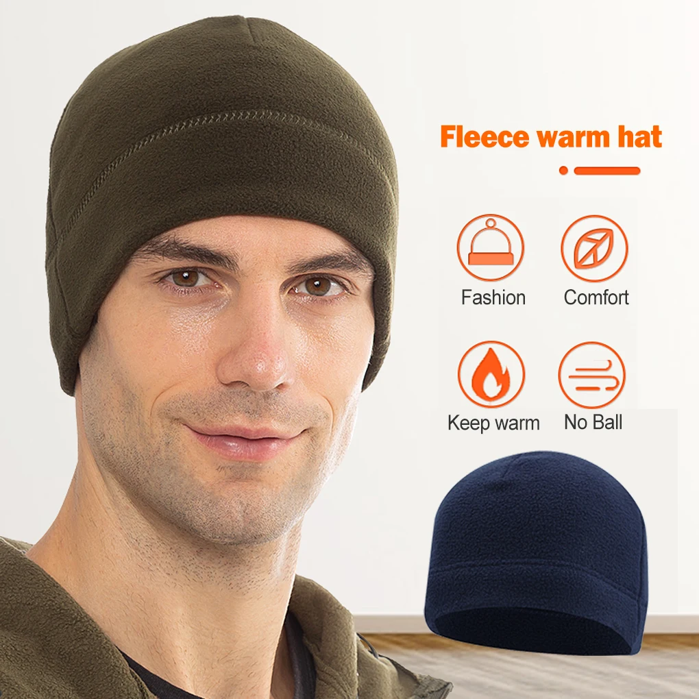 

Winter Sport Beanie Polar Fleece Caps Thermal Man Beanies Fashion Simple Style Cold-proof Keeping-warm Hat Khaki