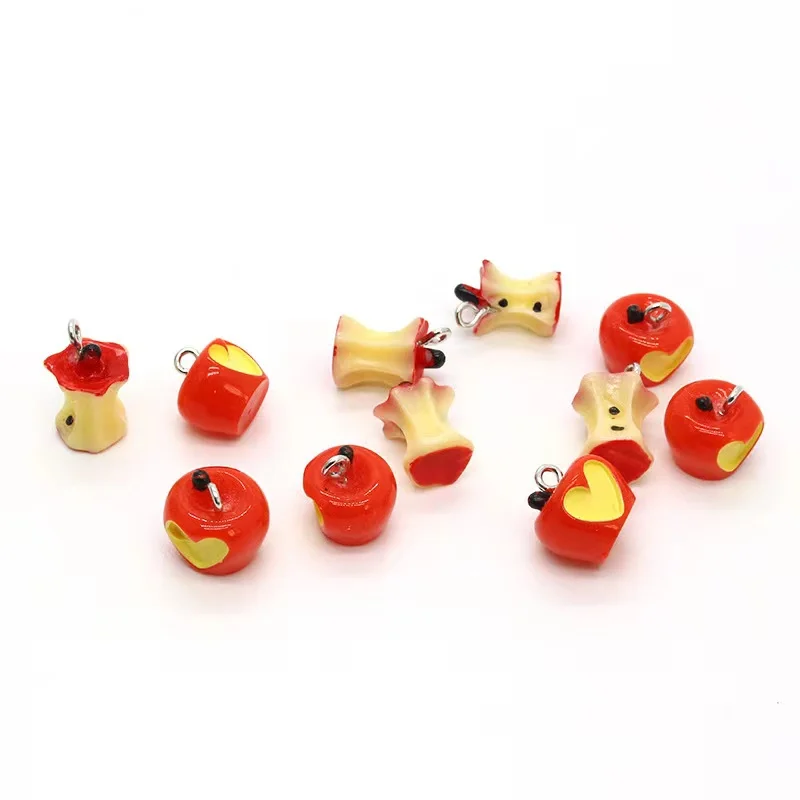 

10pcs 3D Apple And Apple Kernel Resin Pendant Charms Diy Finding For Earring Bracelets Keychain Jewelry Making