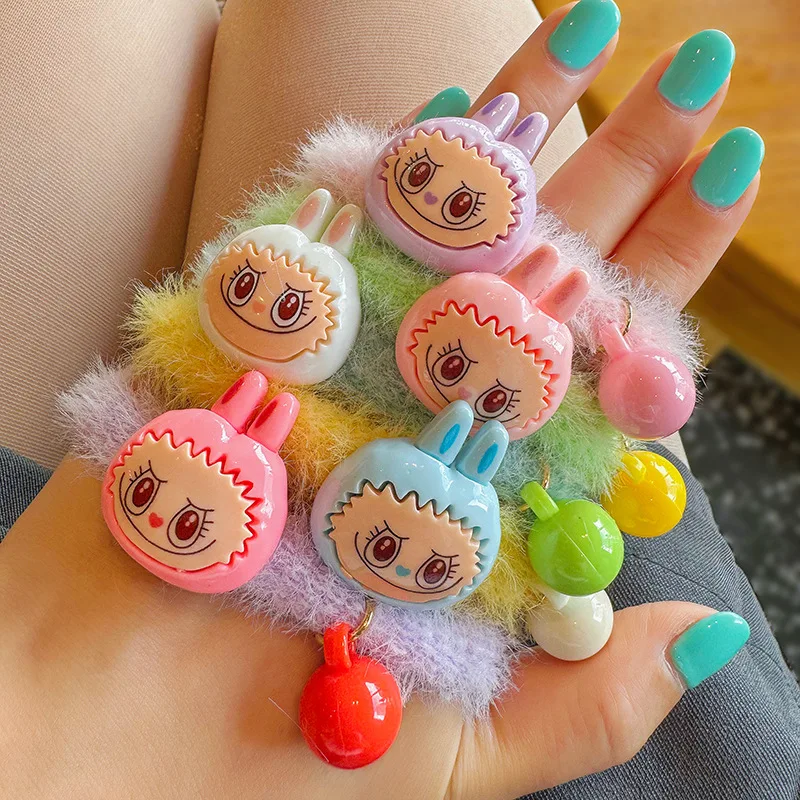 5 шт. повязка для волос Labubu детей девочек Kawaii аксессуары Labbubu мультяшная фигурка