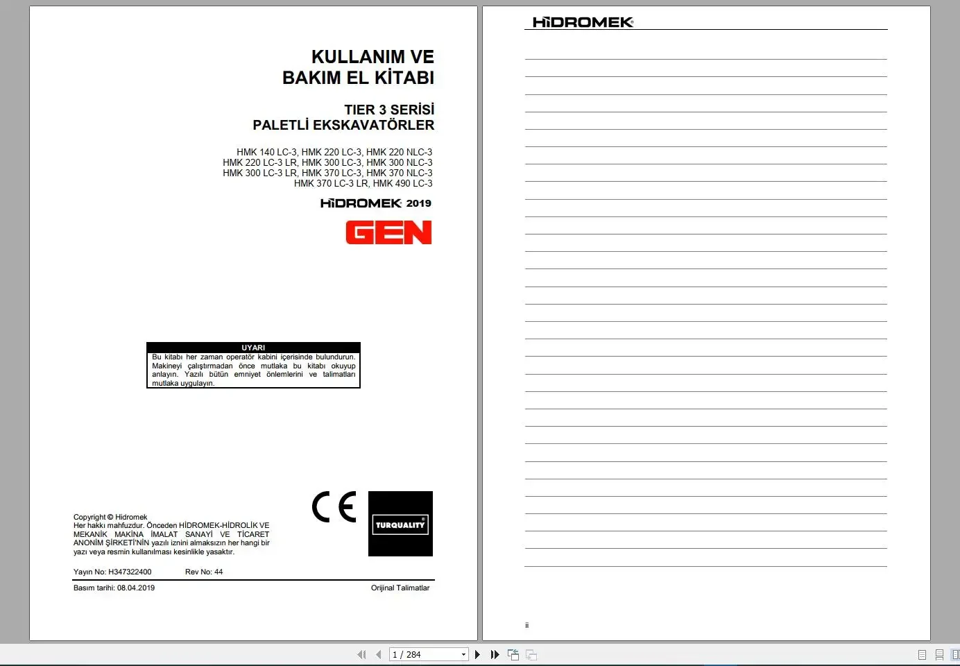 Hidromek Machinery 2021 PDF 6 52 ГБ Руководство по обслуживанию и детали эксплуатации схемам