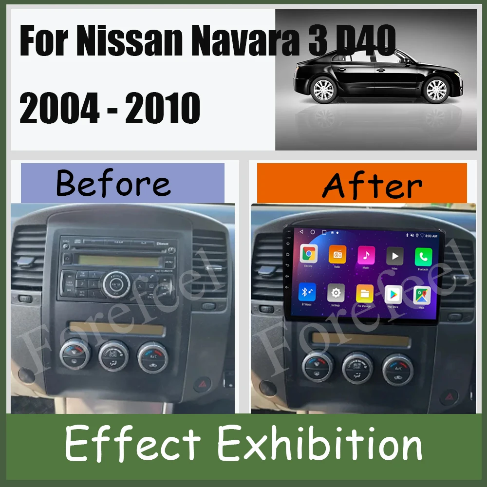 Android 13 для Nissan Navara 3 D40 2004 -2010 Автомобильное видео Радио мультимедийный плеер QLED