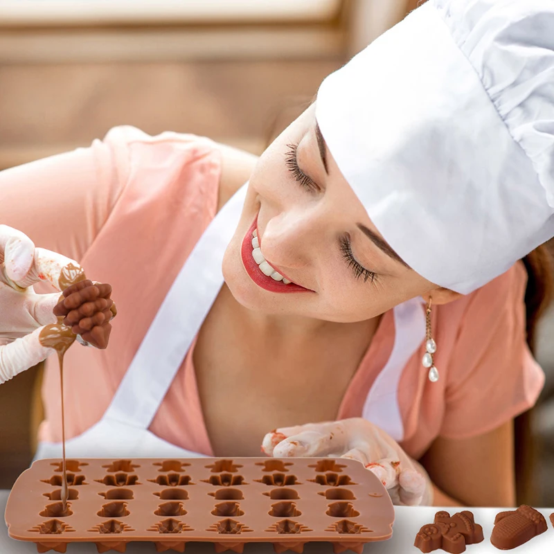 Рождественские формы для шоколада силиконовые красные зеленые коричневые