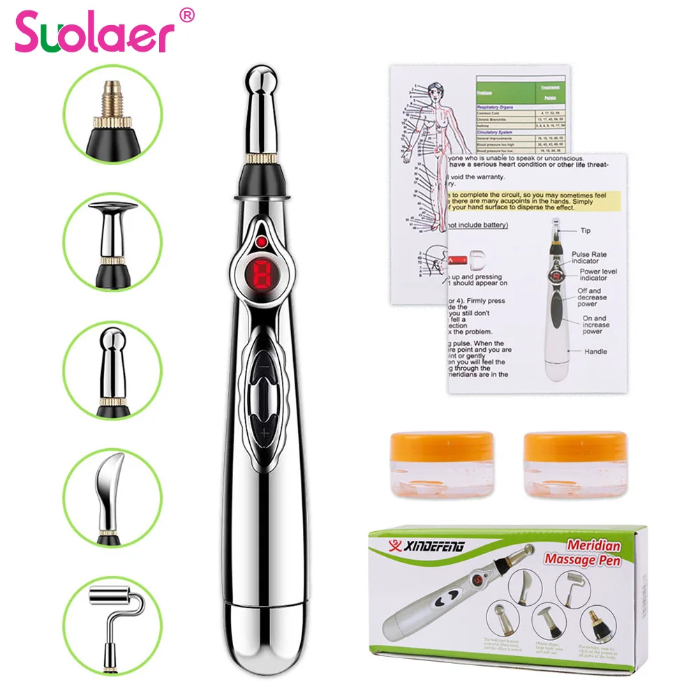 

5 Heads Electronic Acupuncture Pen Electric Meridians Laser Therapy Heal Massage Pen Meridian Energy Pen Relief Pain Tools Sets