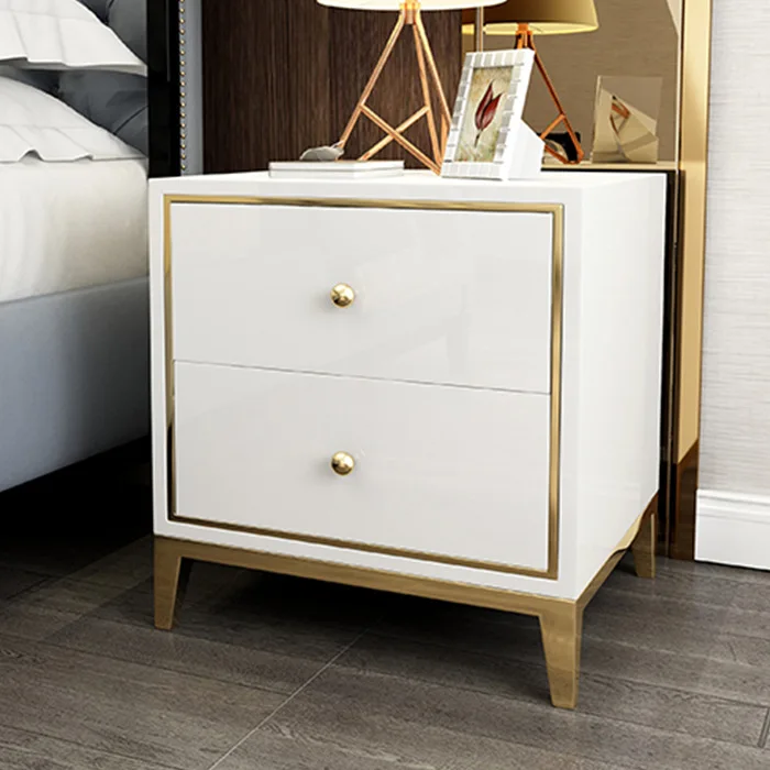 

Bedside Storage Cabinet Nordic Light Luxury Bedside Table Simple Modern Stainless Steel Paint Storage Cabinet Style Light Luxury