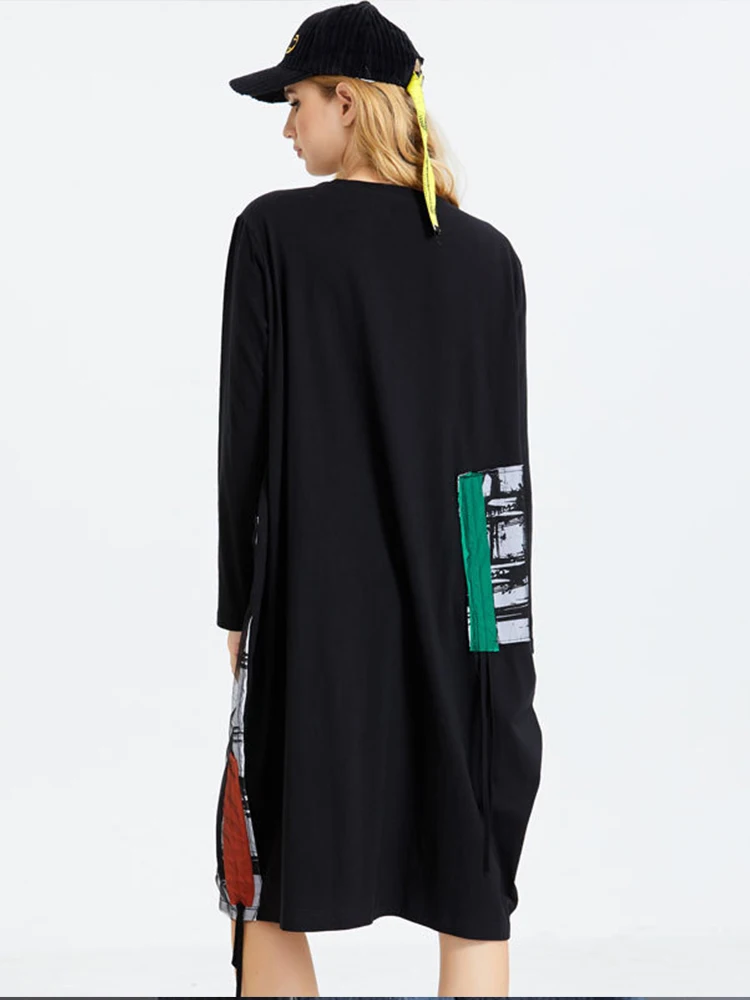 Осень 2021 модное Стильное женское черное платье Max LuLu с принтом женские свободные