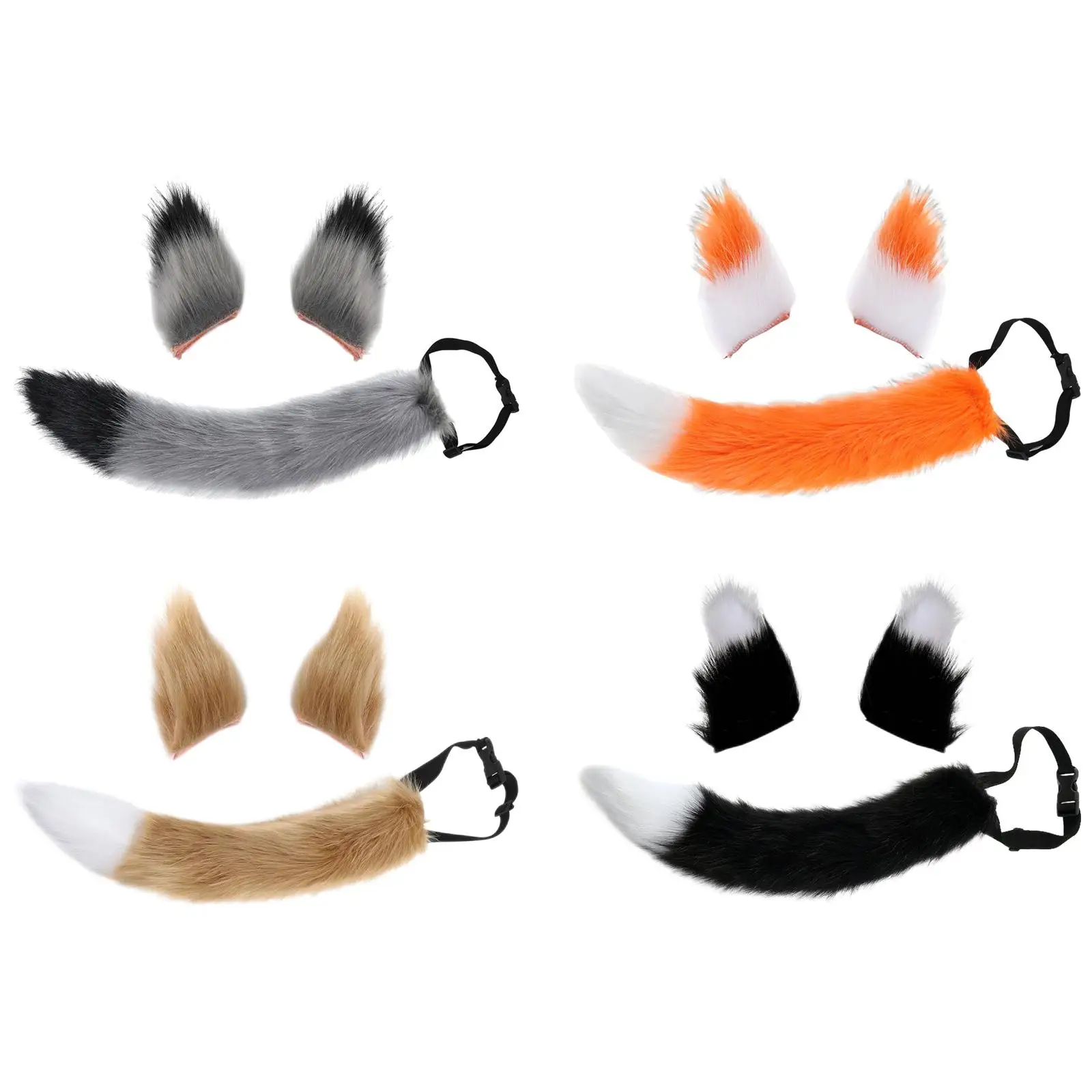 

Fox Ears Tail Cosplay Props Set Hair Clip Ears Lightweight Imitation Fox Costumes for Halloween Party Fancy Dress Costume Party