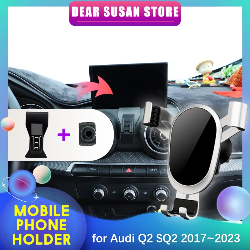 Car Mobile Phone Holder for Audi Q2 SQ2 2017~2023 2018 2019 Auto GPS Air Vent Clip Tray Stand Support Accessories iPhone Samsung