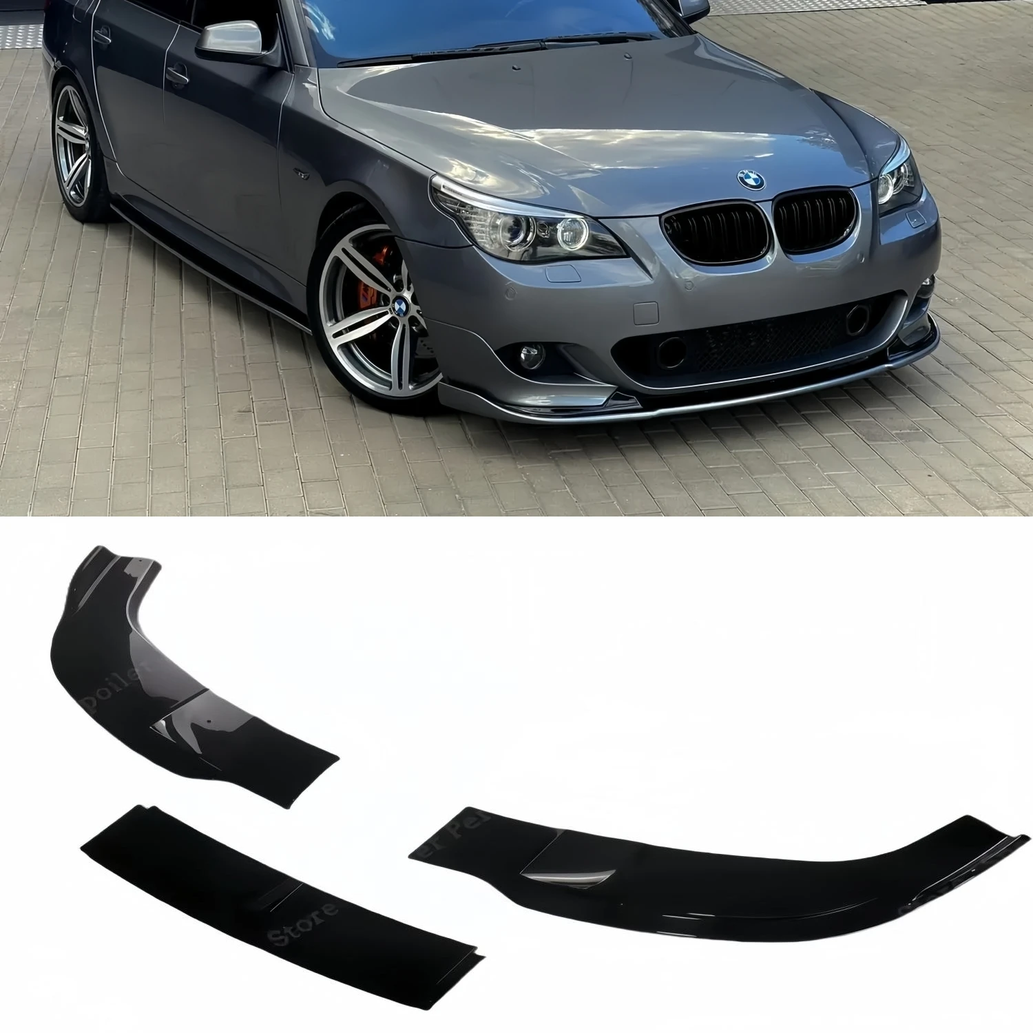 Глянцевый черный передний бампер разделитель губ для BMW 5 серии E60 E61 525i 525d 530i 530d 535i
