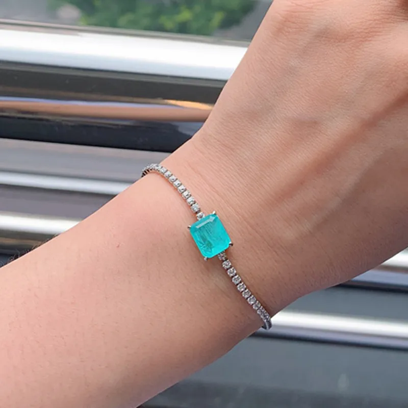 Изысканный браслет серебряного цвета для женщин маленький турмалиновый