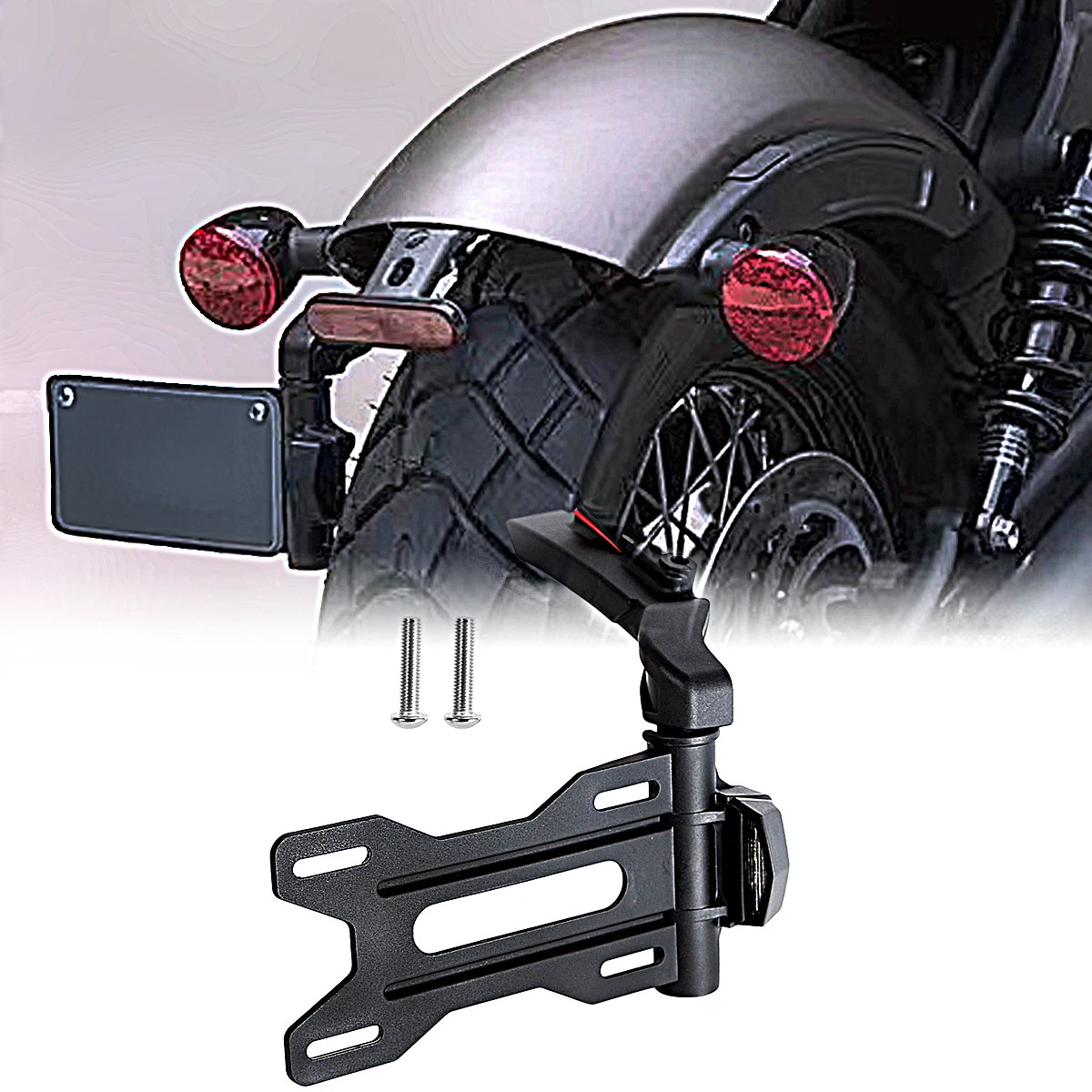 

Черное регулируемое крепление номерного знака для индийского разведчика 2017-2023 60-поплавок ABS