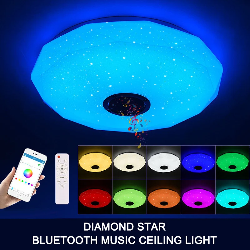 Led Ceiling Light Modern Bluetooth Music Remote RGB WIFI 256 Color Bedroom Living Room Lighting Diamond Starry Atmosphere Lamps