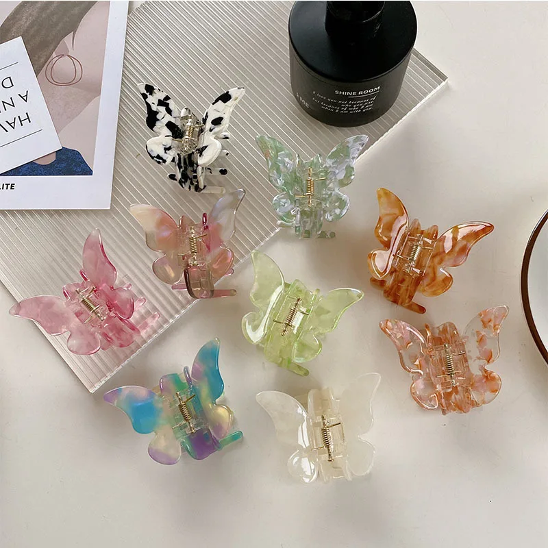 

2022 Catch Hair Claw Butterfly Hair Accessories Sweet Acetate Sheet Grabbing Back Of The Head Hair Clip Hairpin Headdress