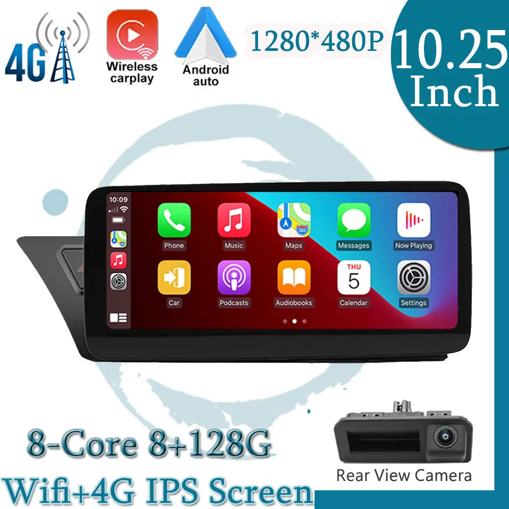 

For Audi A4 A5 S4 S5 A4L B8 2009 - 2016 10.25 Inch Carplay Android 12.0 System Car Player Multimedia Radio Stereo GPS Navigation