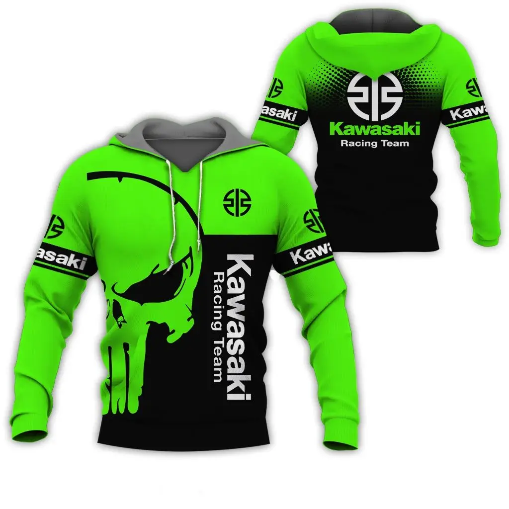 2024 Spring and Autumn 3D printed Kawasaki Ninja Motorcycle Ride off-road jumper extreme sports adventure unisex hoodie