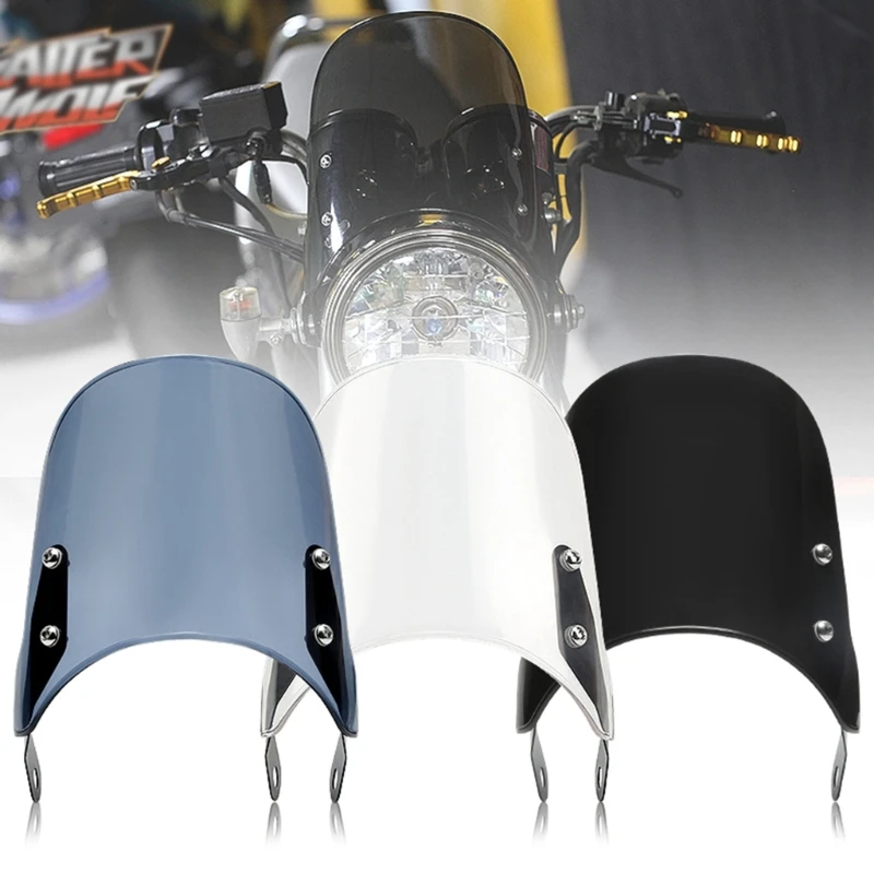 

Upgraded Motorcycle Windshield Retro Wind Deflector Windscreen for Motorbike 5"-7" Headlight Suitable for T100 Durable