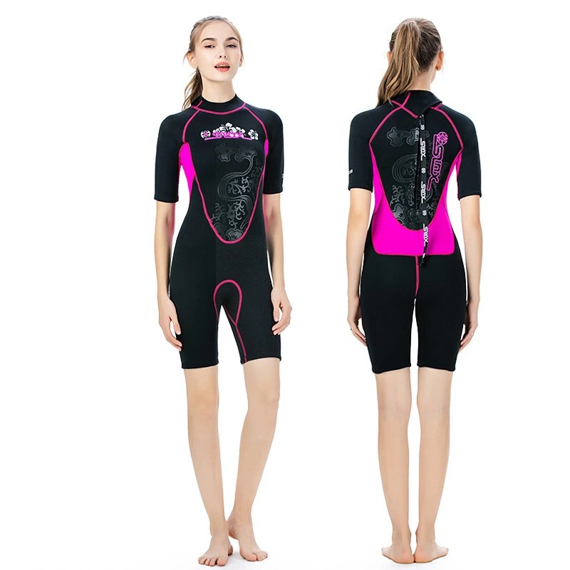 

3mm Women Neoprene Shorty Wetsuit Short Sleeve Wetsuits for Waterski Snorkel Surf Diving Women Swimsuit Swimwear