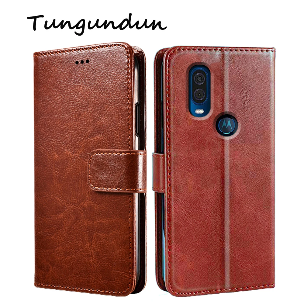 

Чехол-книжка для Motorola One Vision, из искусственной кожи, с отделением для карт и подставкой, 6,3 дюйма