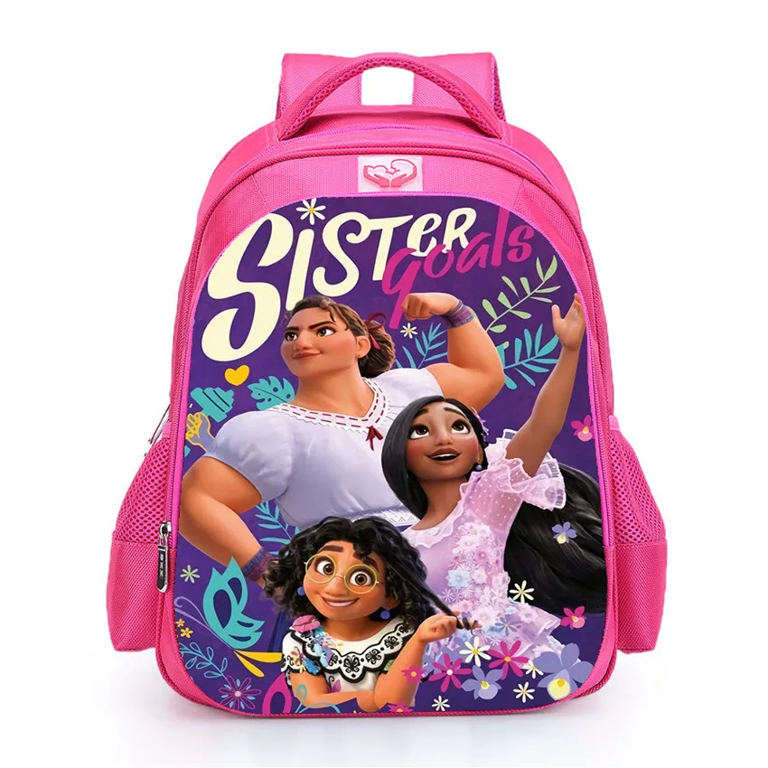 Disney Encanto Backpack Pinck Movie Mirabel Madrigal Family Cartoon School Bag for Girls Princess Kids Bagpack 27*14*35Cm