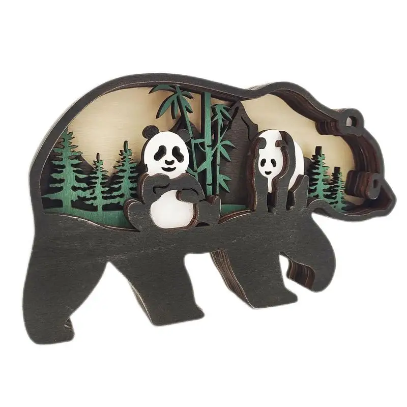 

3D Wooden Animal Decor 3D Carving Animal Ornament With Light Wood Decoration For Homes Offices Hotels Restaurants Tabletops