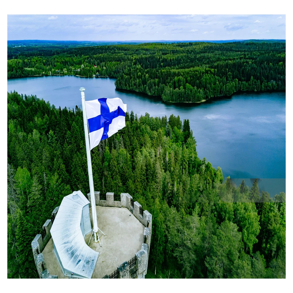 Фото Флаг Финляндии Johnin 90x150 см, синий, с крестом, Suomen Tasavalta Suomi Fi №1