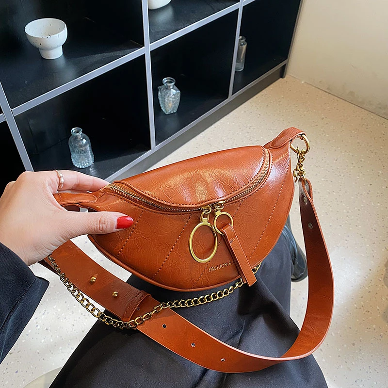 

Luxury Crossbody Bags For Women 2023 New Chain Shoulder Purse Hobo Handbag Zipper Solid Leather Cross Body Bag Female Armpit Bag