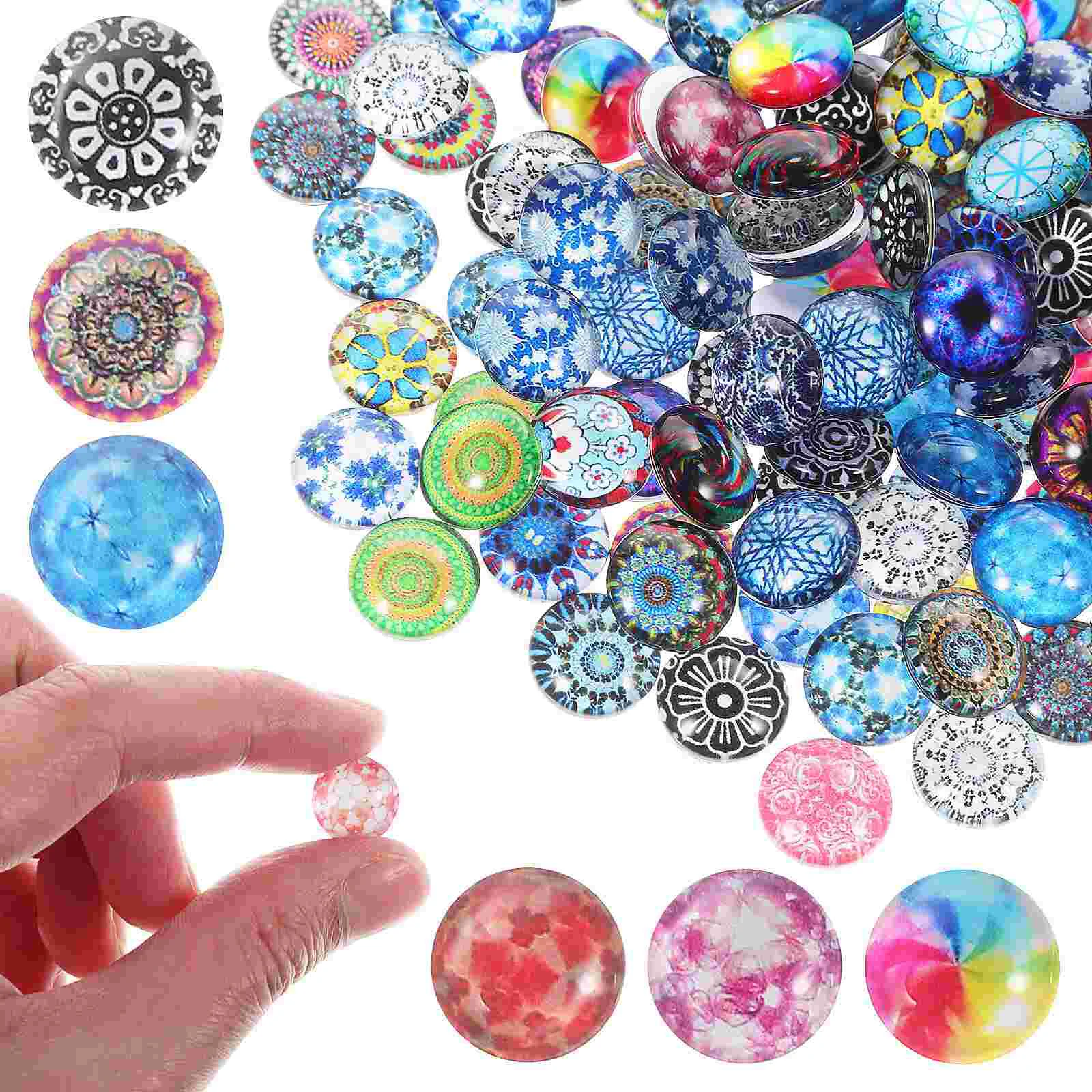 

200 шт. Стеклянные Кабошоны, печатные стеклянные камни, разноцветные Круглые патчи для DIY ювелирных изделий, аксессуары