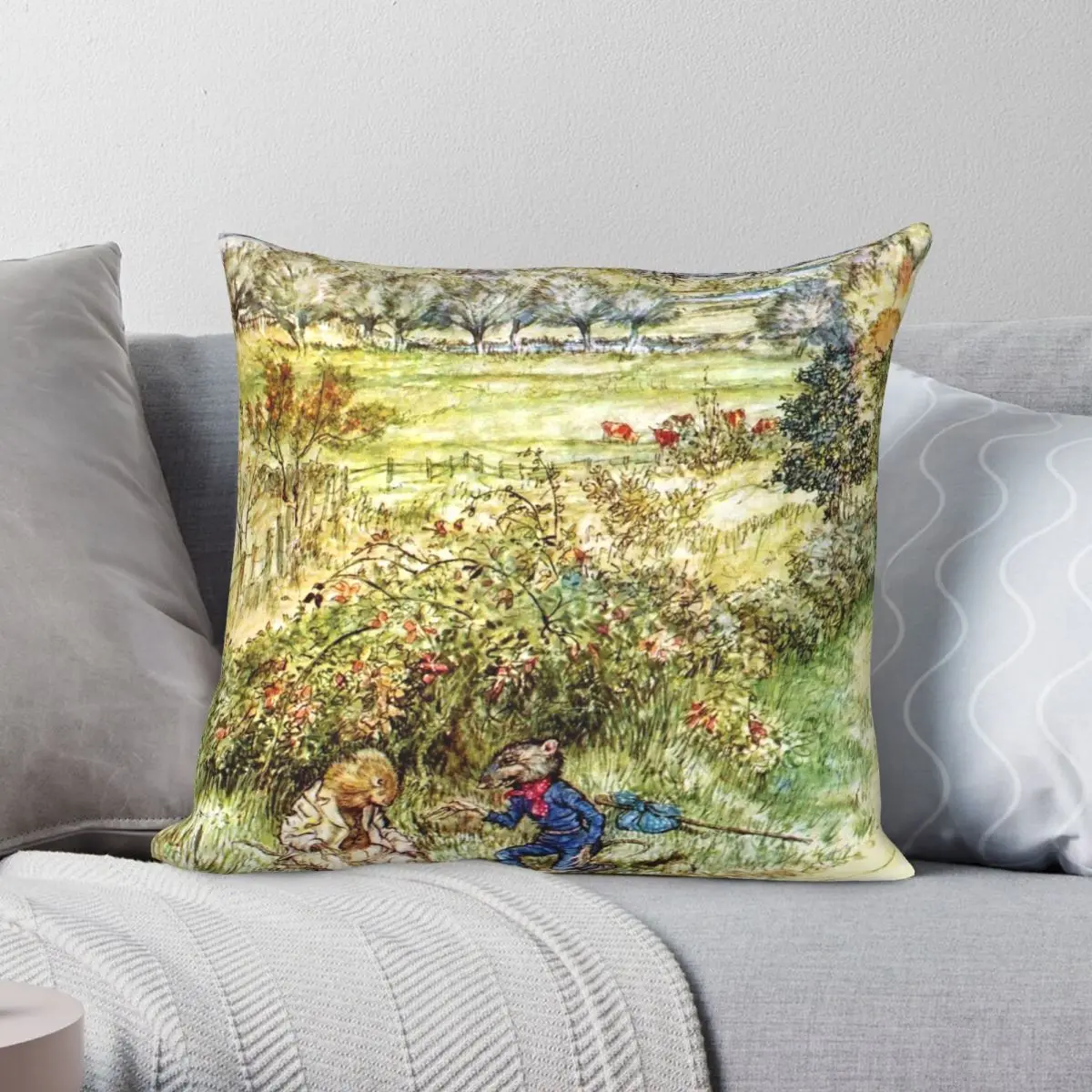 

Rat And Mole Pillowcase Polyester Linen Velvet Creative Zip Decor Room Cushion Cover 45x45