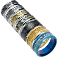 stainless steel jewelry punk dragon ring colorful color inlay carbon fiber rings 8mm