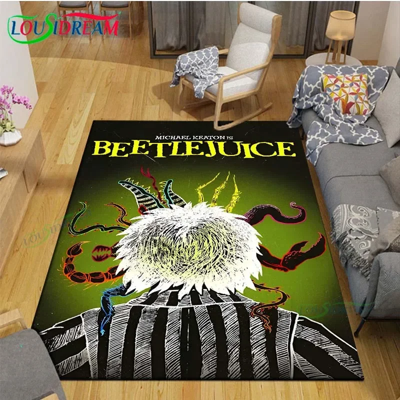 Фото Роль комедийного фильма ужасов B-Beetlejuice, ковры с принтом для гостиной, противоскользящий коврик, детские коврики для спальни, коврик для йоги, декор ковра №1