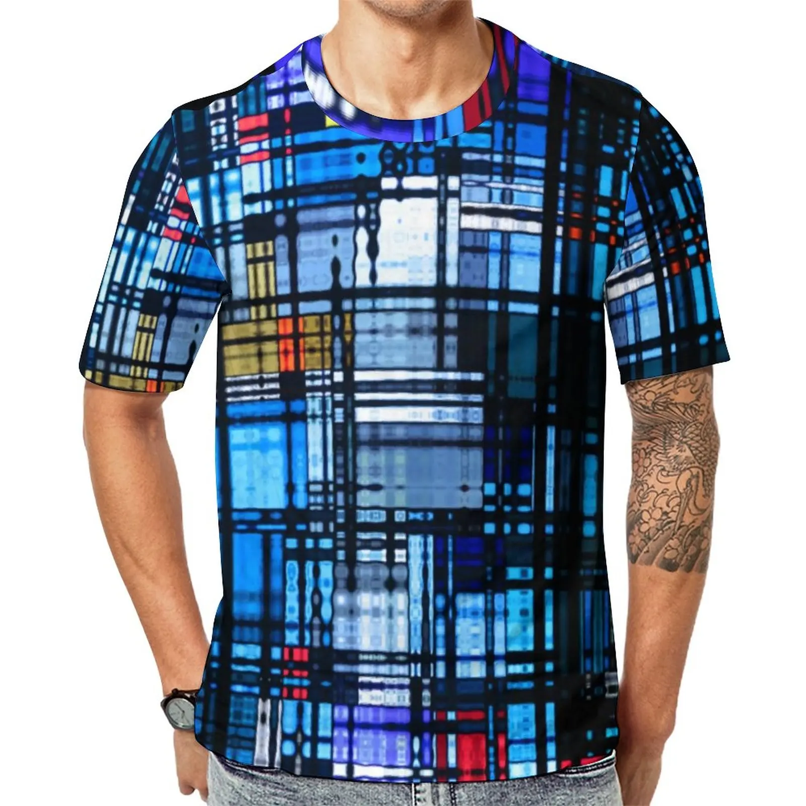 

Colorful Retro 60s T Shirt Modern Abstract Print Harajuku T-Shirts Male Streetwear Tshirt Beach Short-Sleeve Print Top Tees Gift