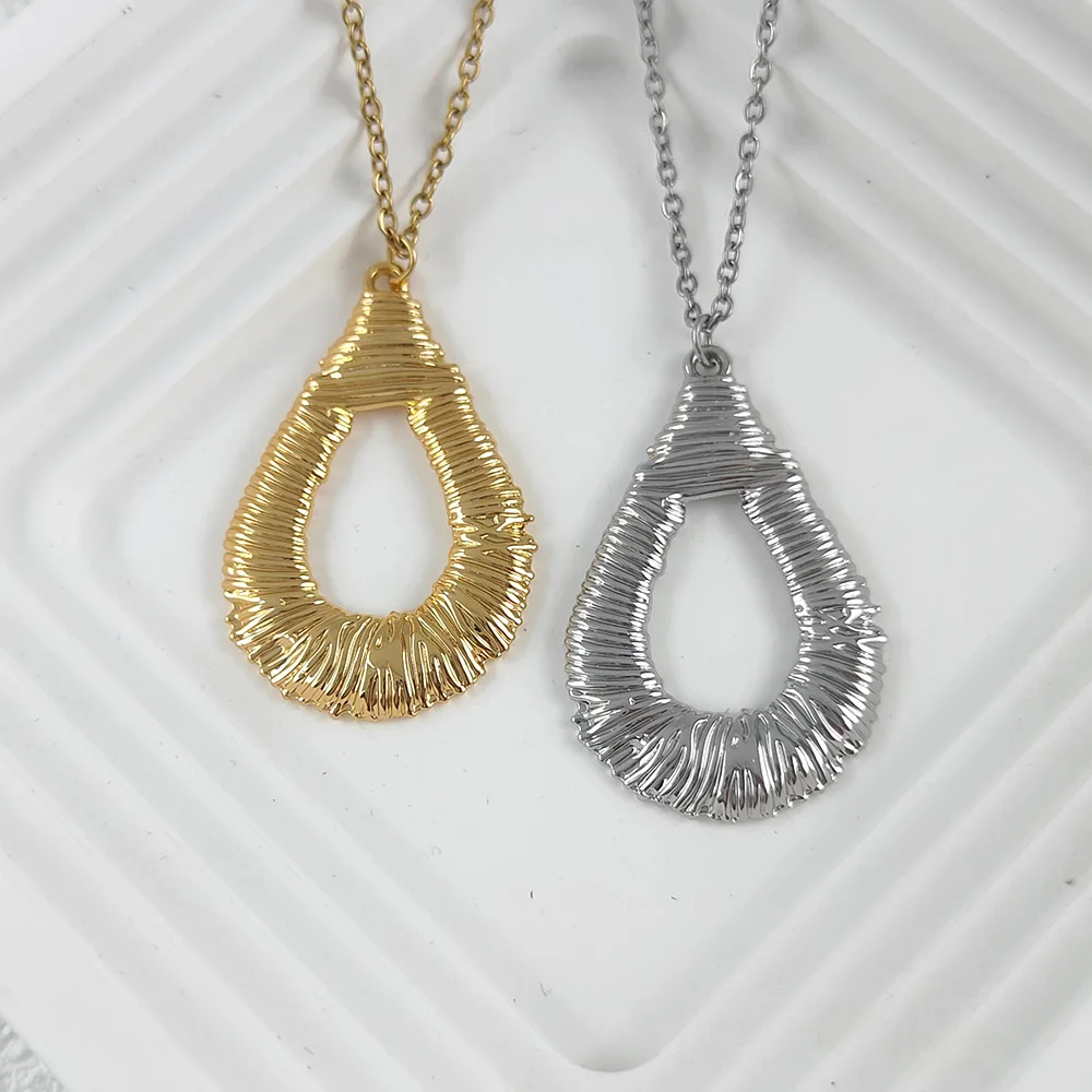 

316L Stainless Steel Gold Color Korean Sinple Geometric Water Drop Pendant Necklace For Women Girls Party Jewelry